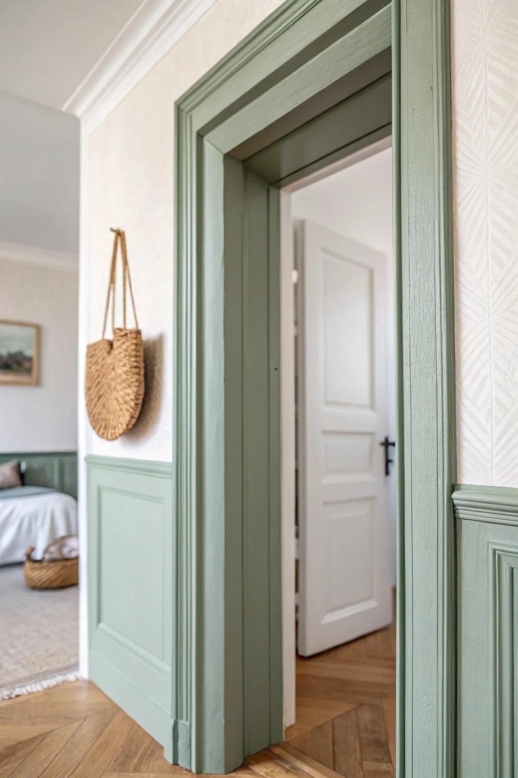 Paint only the inside edge of a doorway for an instant custom look—renter-friendly and chic.