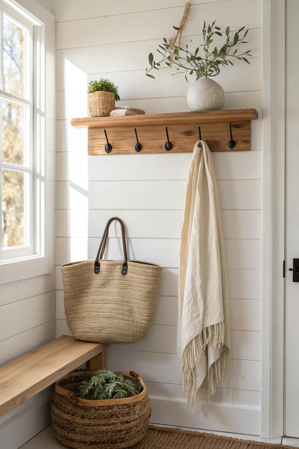 A slim entry landing strip keeps your single wide living room clear and calm from the start.