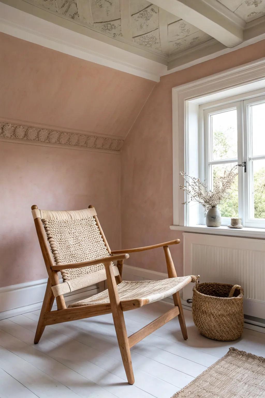 Color-drenched walls and ceiling blur edges, making a small den feel seamless, cozy, and designed.