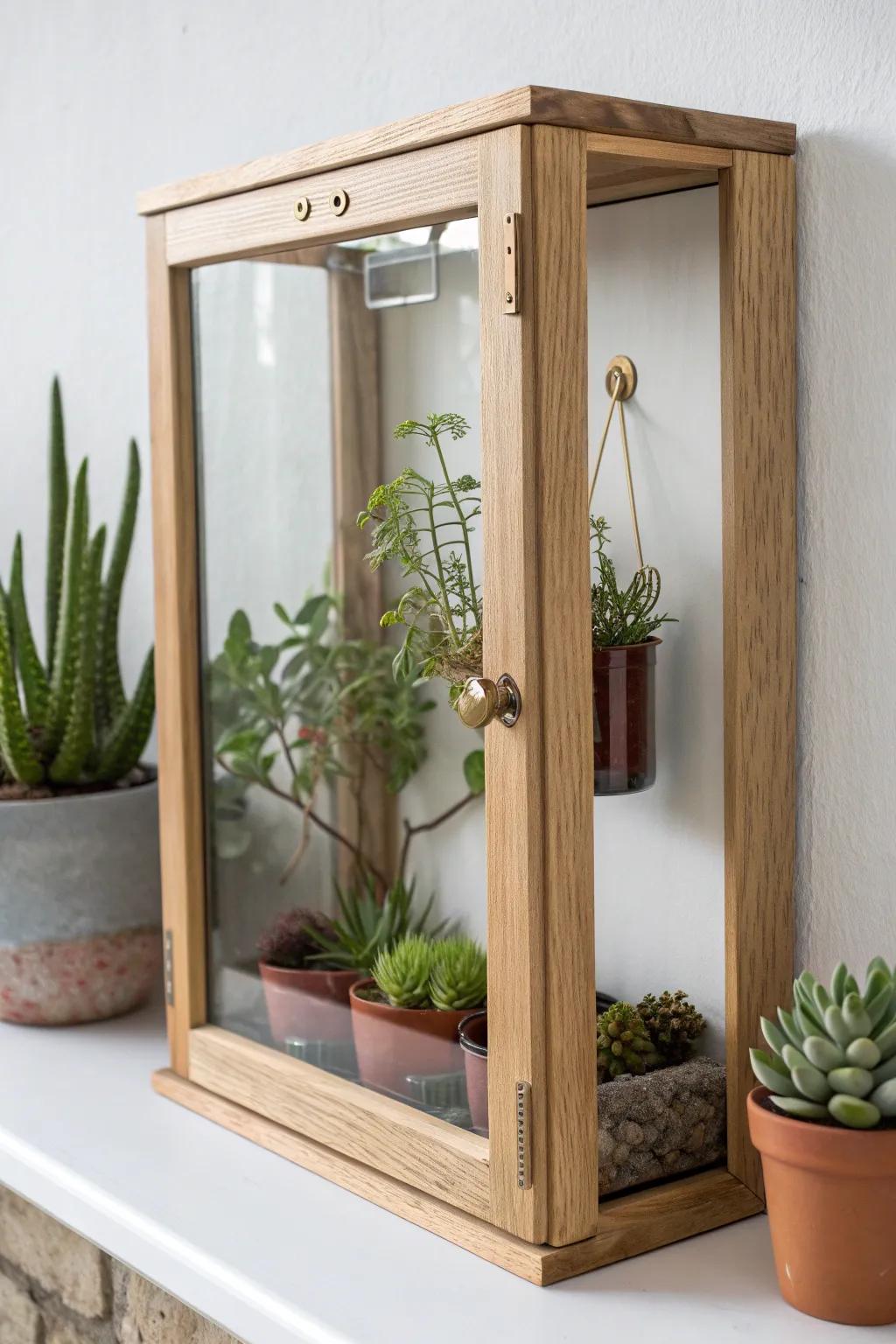 A wall-mounted micro greenhouse box that boosts humidity without stealing floor space.