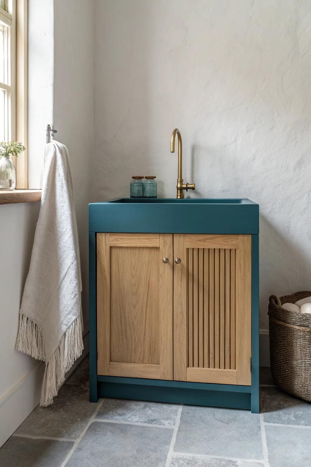 A bold scullery color turns a tiny nook into a chic, secret prep spot—and hides scuffs.