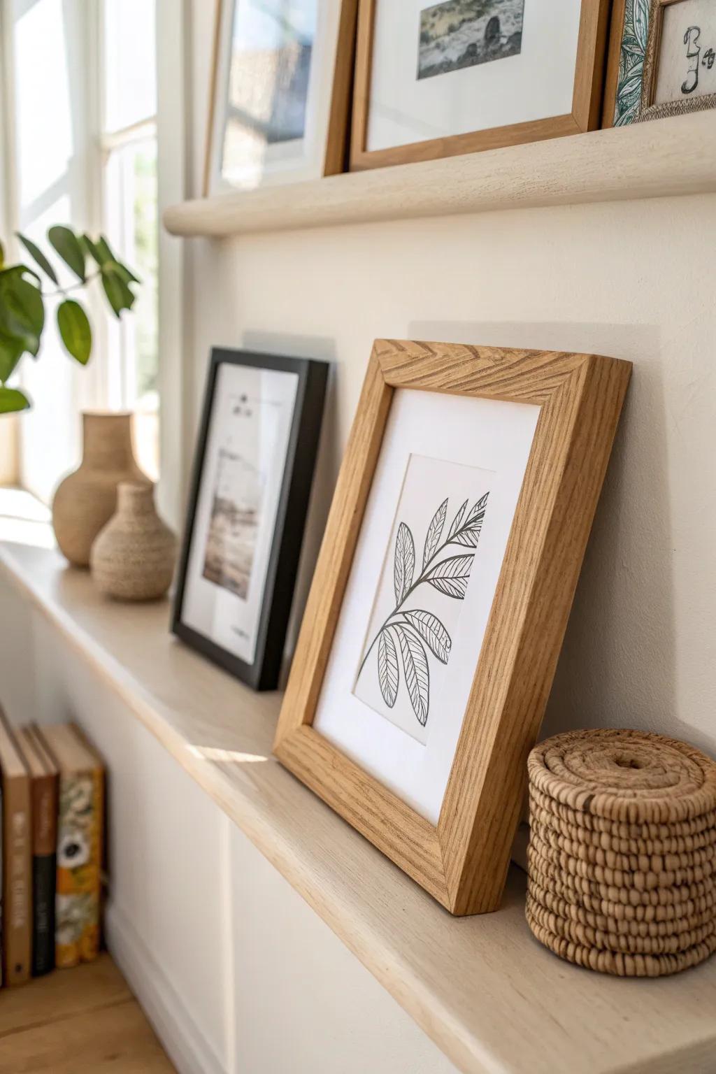 Turn one frame sideways for relaxed movement and effortless small-shelf style.