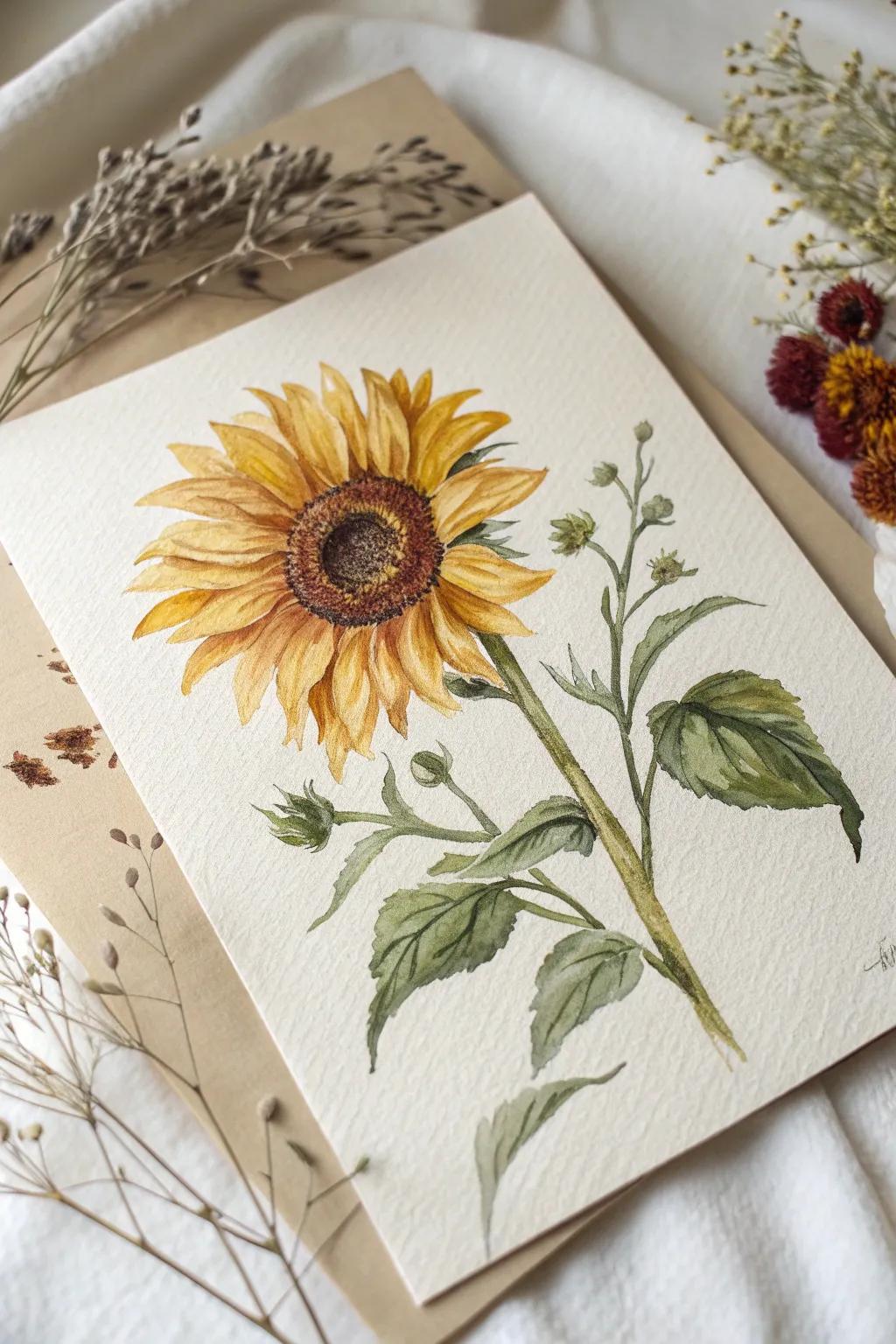 Unleash creativity with calming sunflower watercolor wonders!