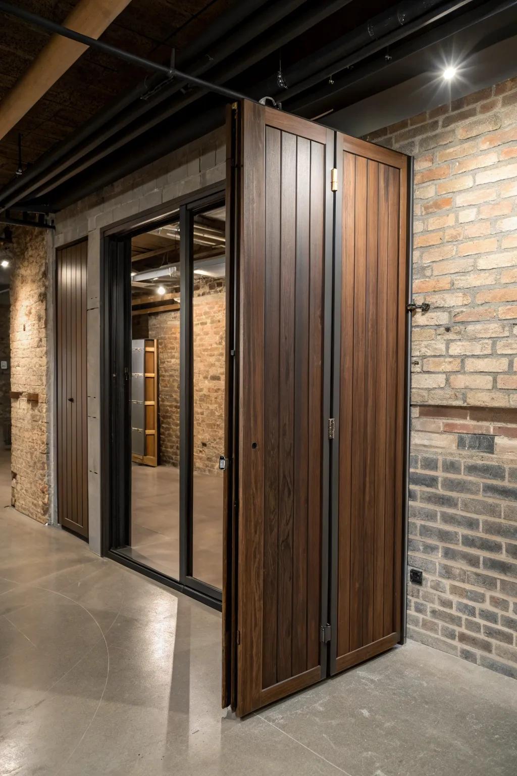 Transform your basement with the timeless elegance and functionality of accordion doors.