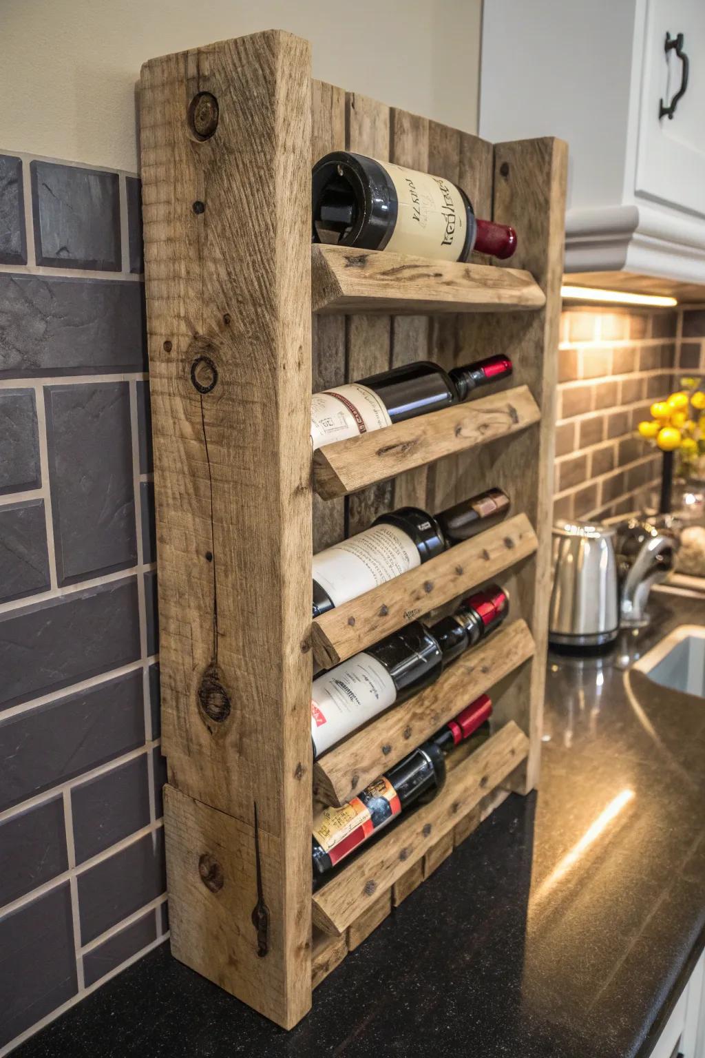 Transform decking offcuts into a rustic wine rack that blends style with functionality.