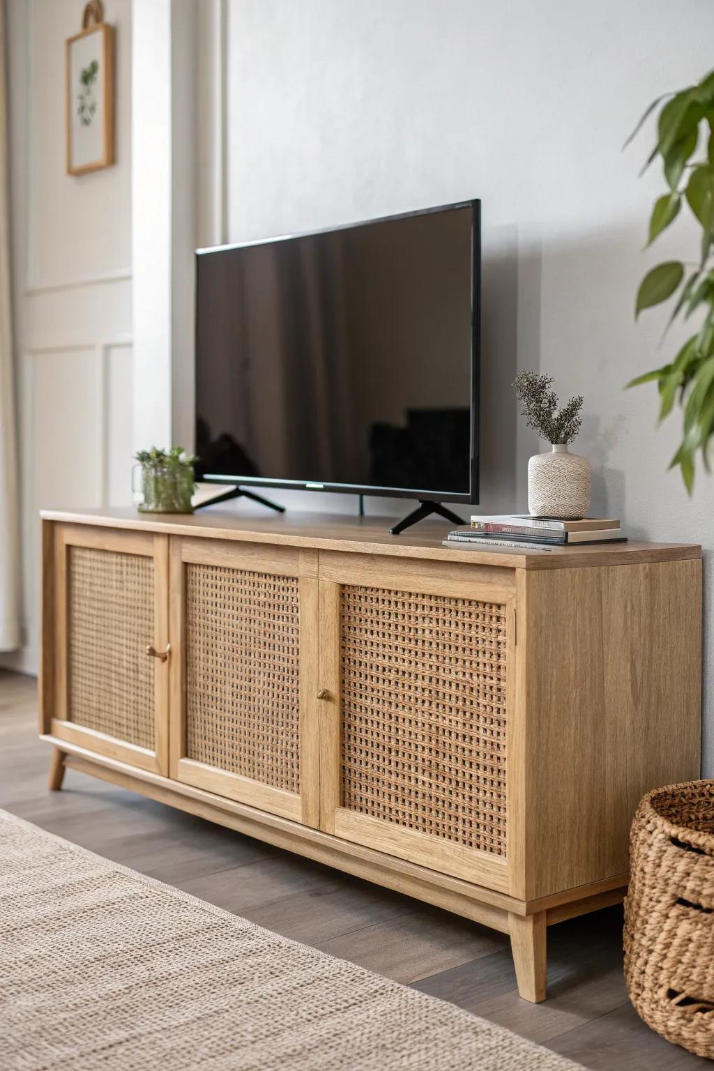 Swap bulky swing doors for sleek sliders—this TV stand upgrade saves space and looks custom.