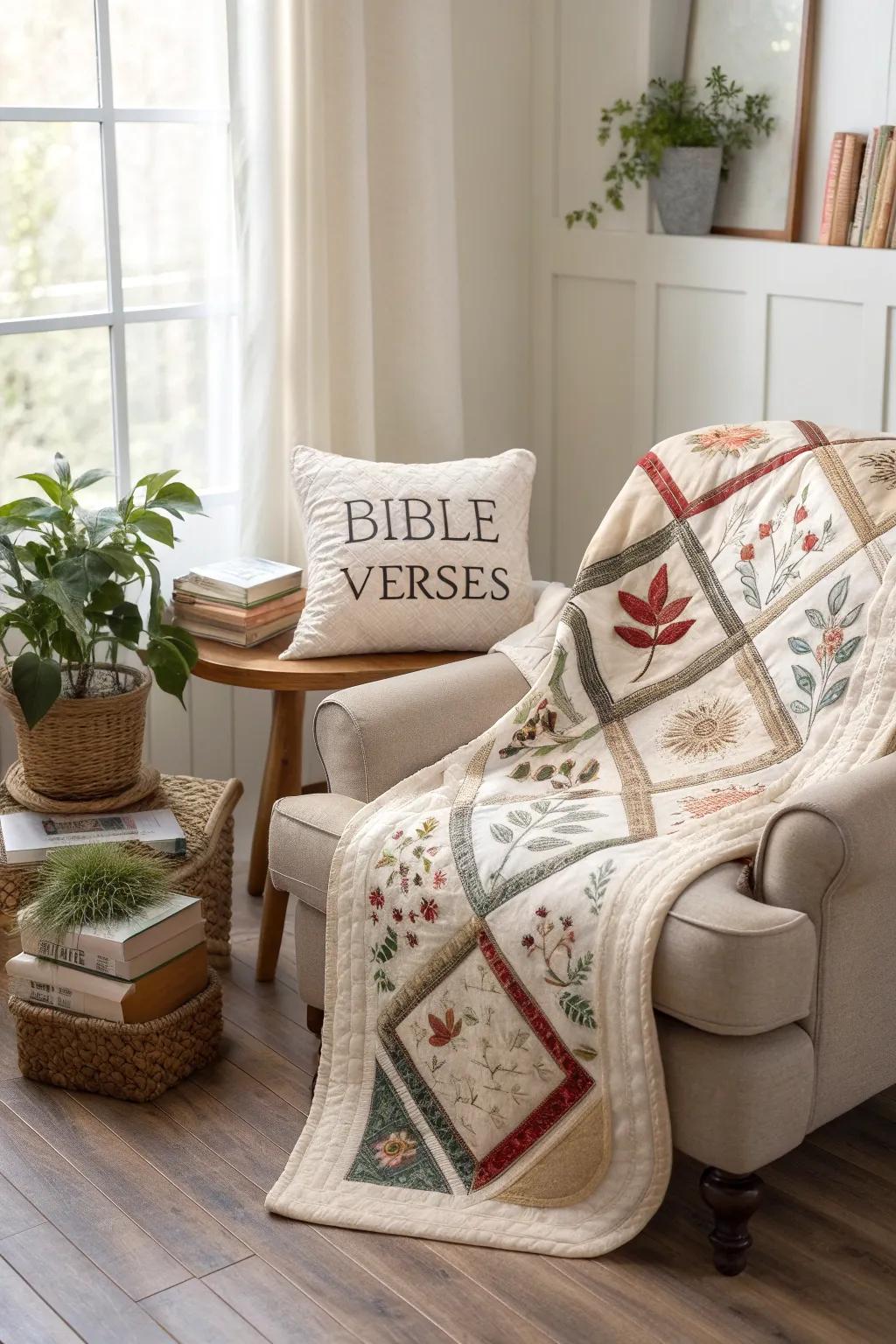 Wrap yourself in warmth and wisdom with this Scripture Quilt, where craftsmanship meets spiritual comfort.