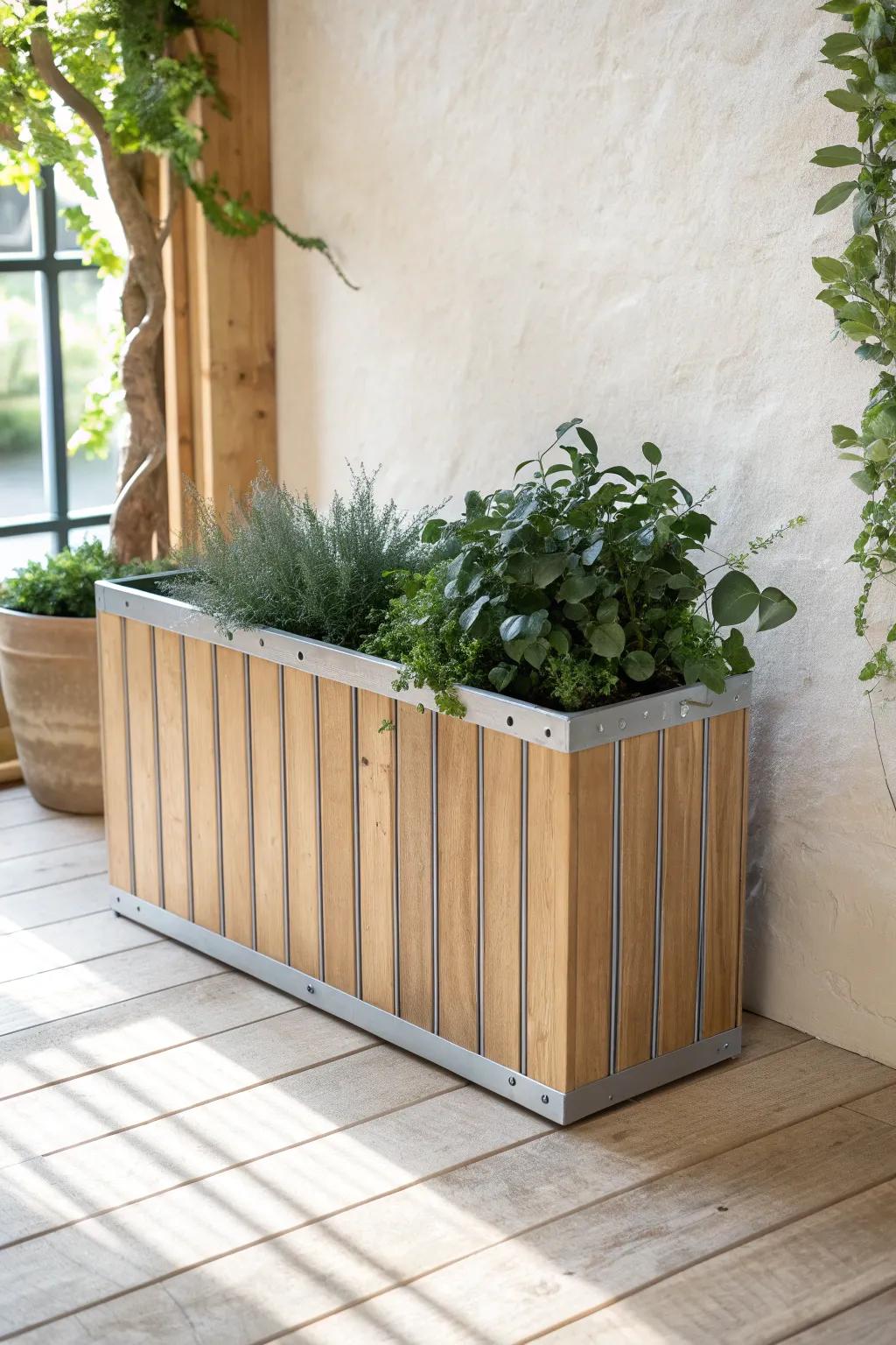 Warm up a rugged water trough with a sleek wood wrap—minimal, boho, and built to last.