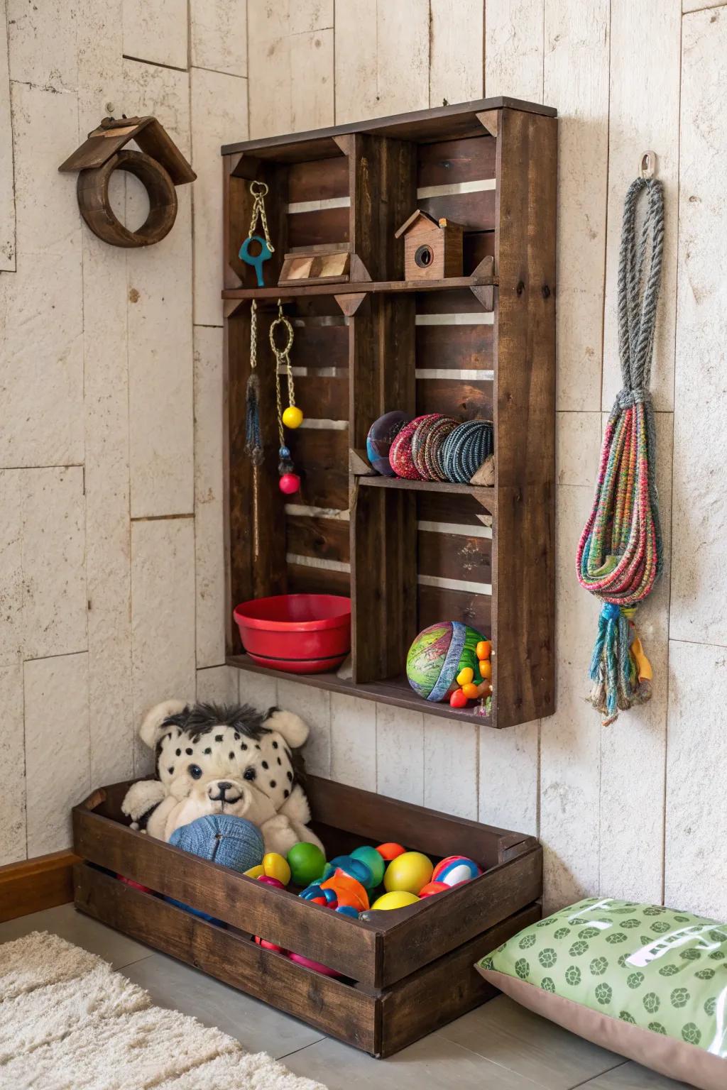 Transform your pet's space with stylish wooden crate storage. Perfect blend of function and charm!