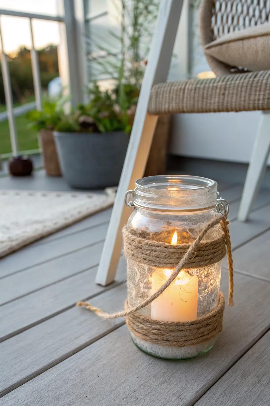 Budget patio magic: a recycled jar lantern for cozy Scandinavian-boho glow.