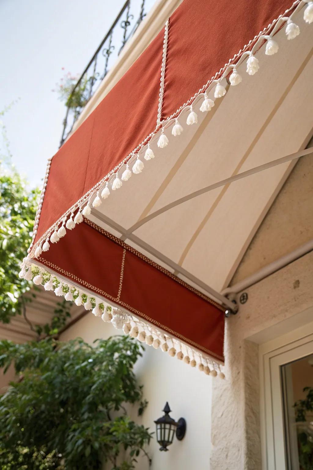 Reflective awning underside bounces soft daylight indoors—shade outside, brighter rooms inside.