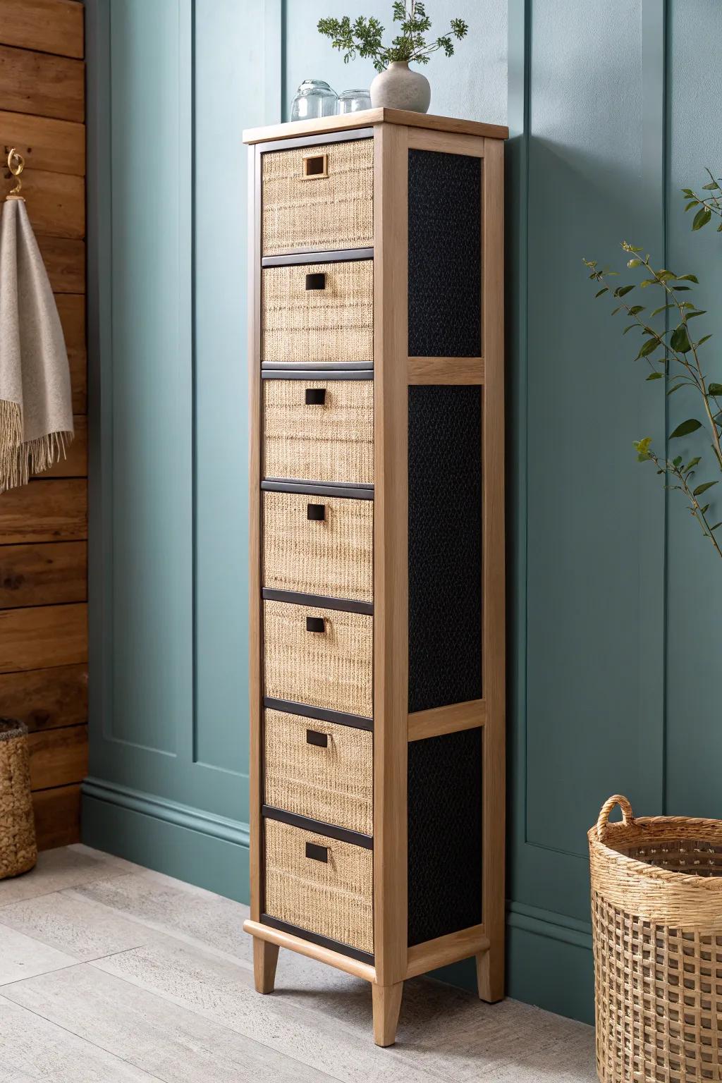 Tiny-drawer apothecary cabinet: a chic way to sort skincare samples and first-aid essentials.