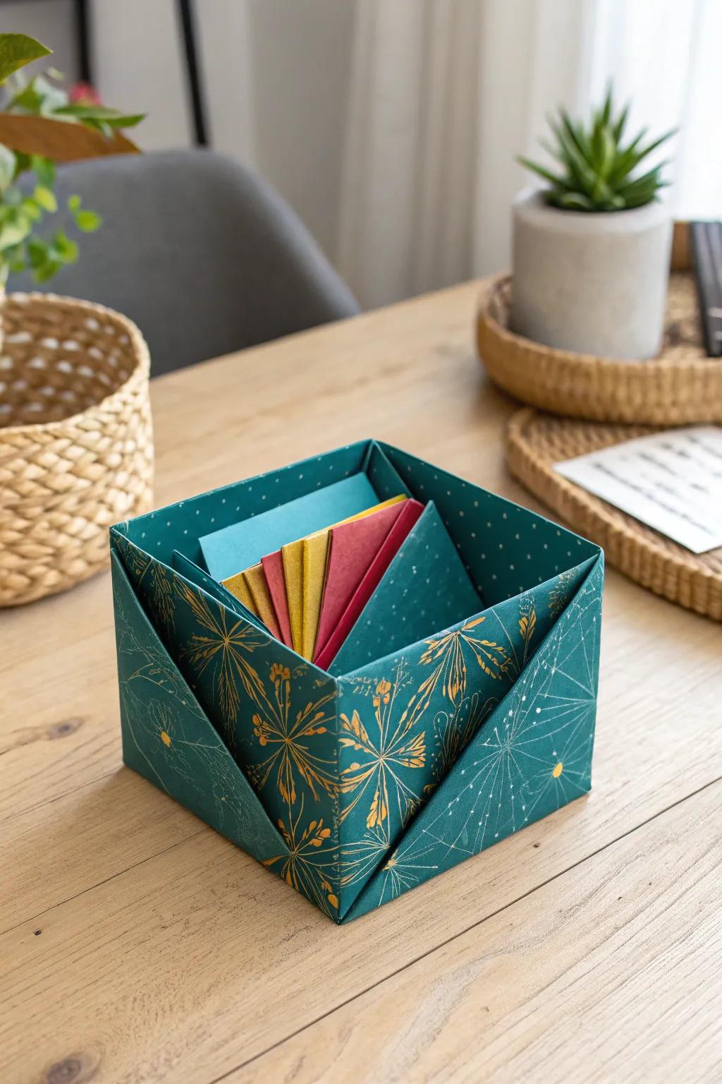 Elevate your note-taking with a handcrafted origami box that’s both functional and stunningly chic.