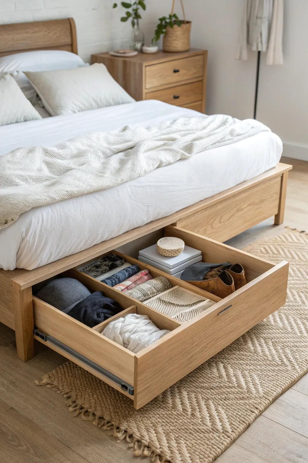 Tuck off-season bras into a lidded under-bed box—nested cups, straps hidden, dust-free.