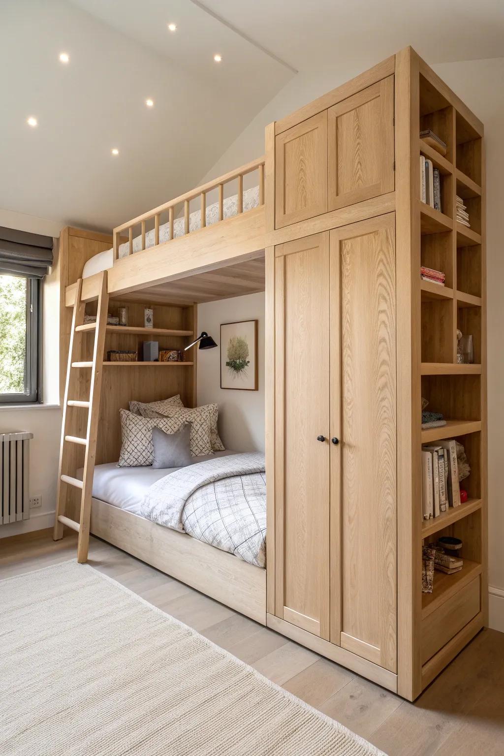 A secret-door bunk bed that turns a small shared room into a cozy, hidden clubhouse.