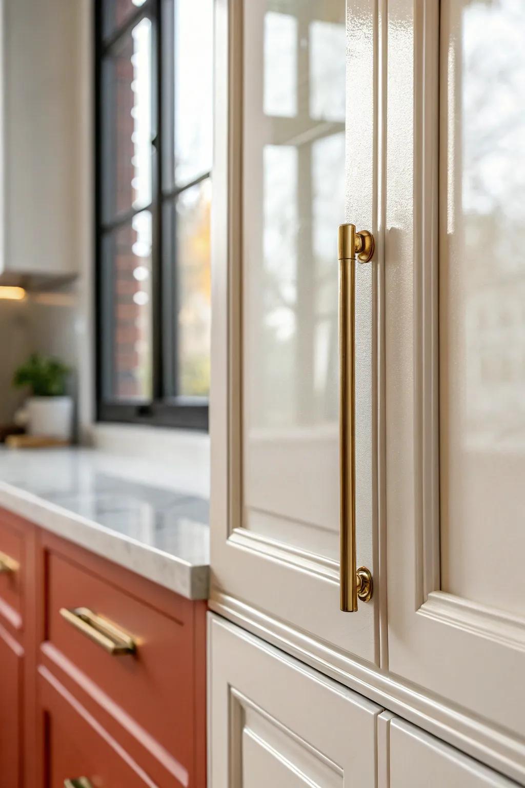 Glossy cabinet finishes reflect daylight, instantly brightening a small condo kitchen.
