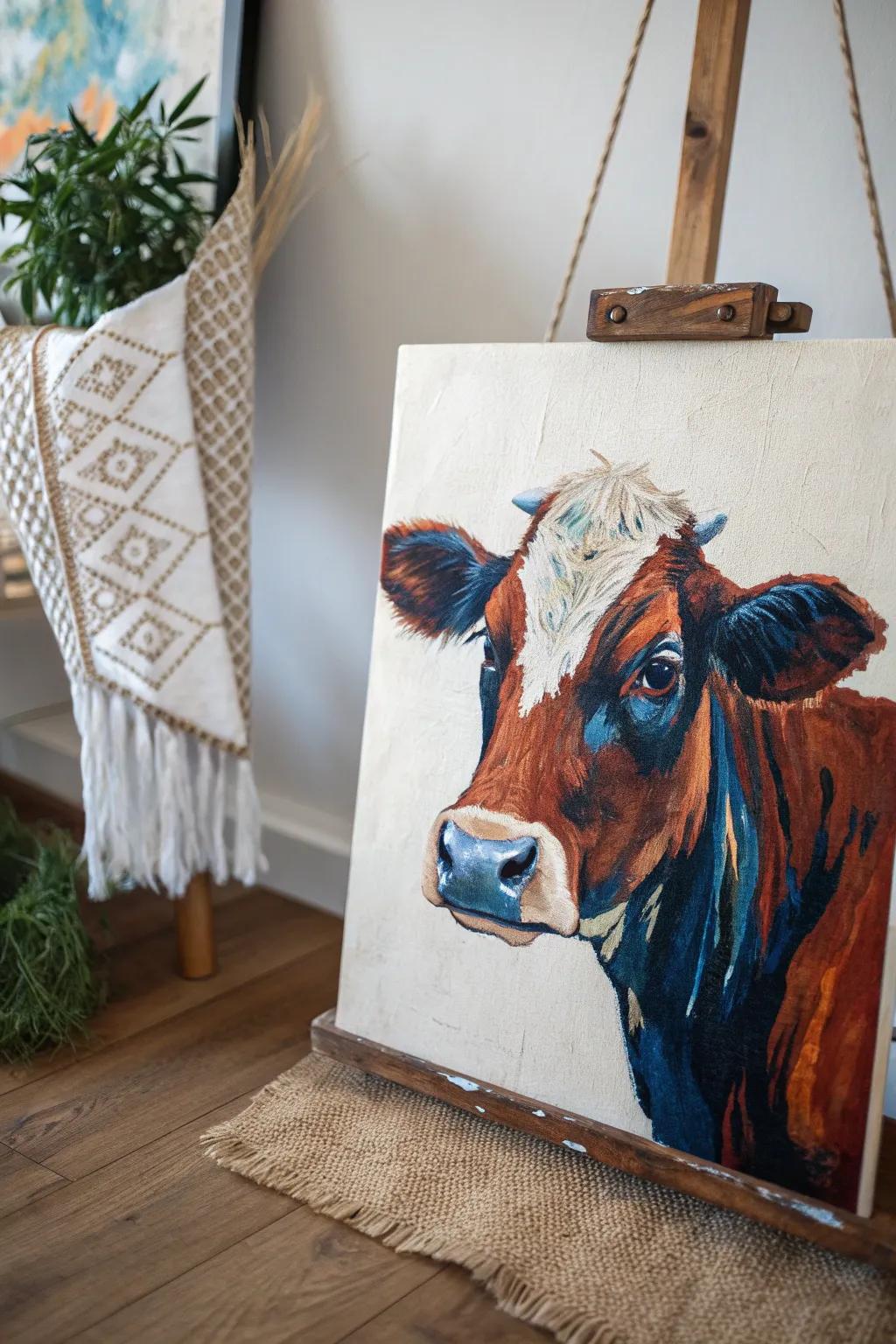 Elevate your art with mixed media cow paintings that blend simplicity with bold creativity.