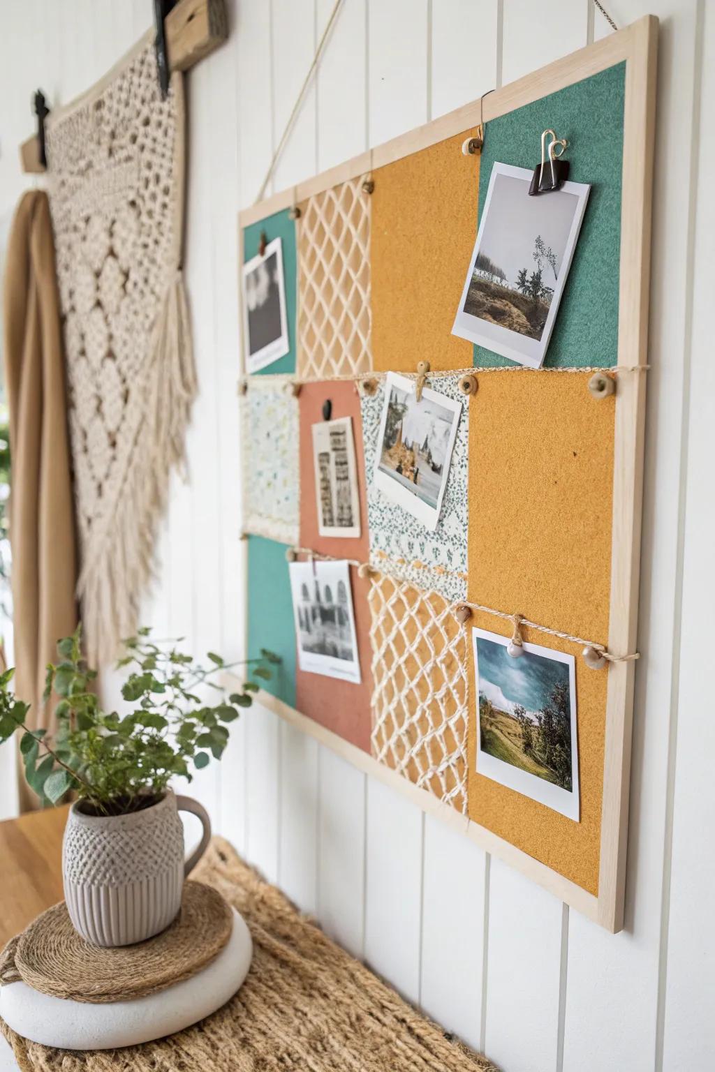 Elevate your space with a custom cork board that blends minimalism with Boho flair. Perfect for organizing and inspiring!