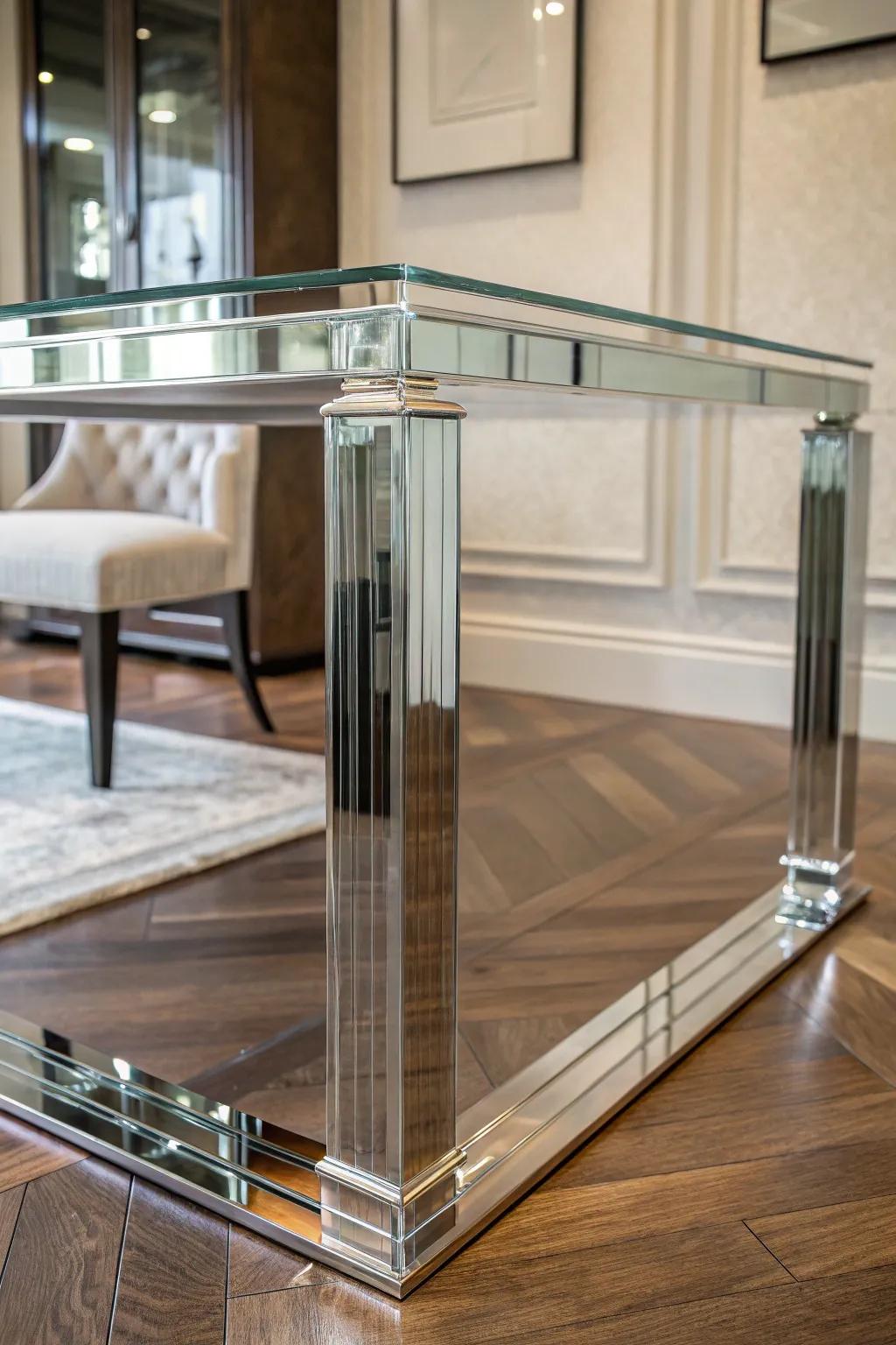 Elegance in Transparency: Elevate your workspace with a stunning glass desk base.