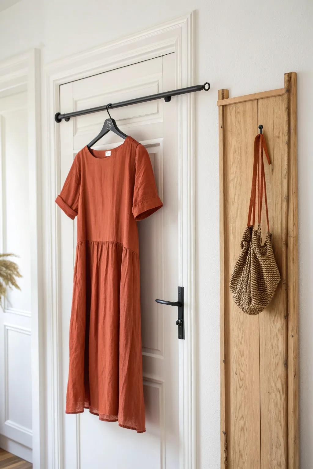 Behind-the-door slim rack: hang tomorrow’s outfit in style without taking up any space.