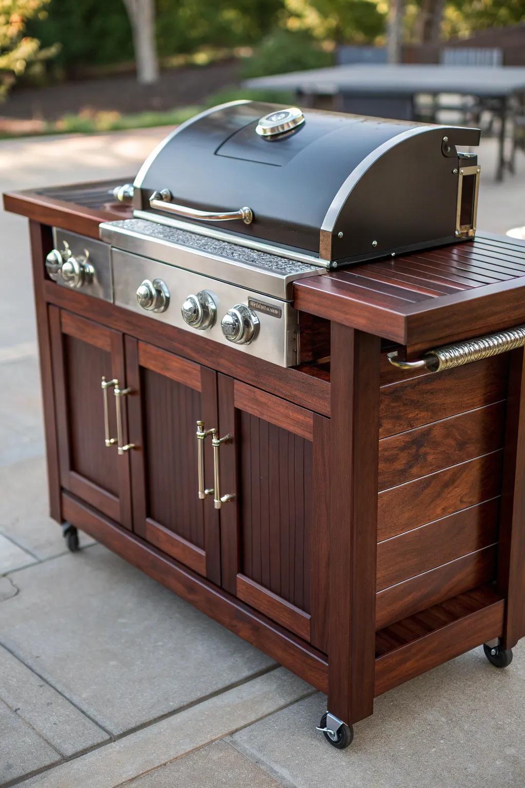 Transform your outdoor grilling with this stylish expandable grill table, perfect for the ultimate host who values both form and function.