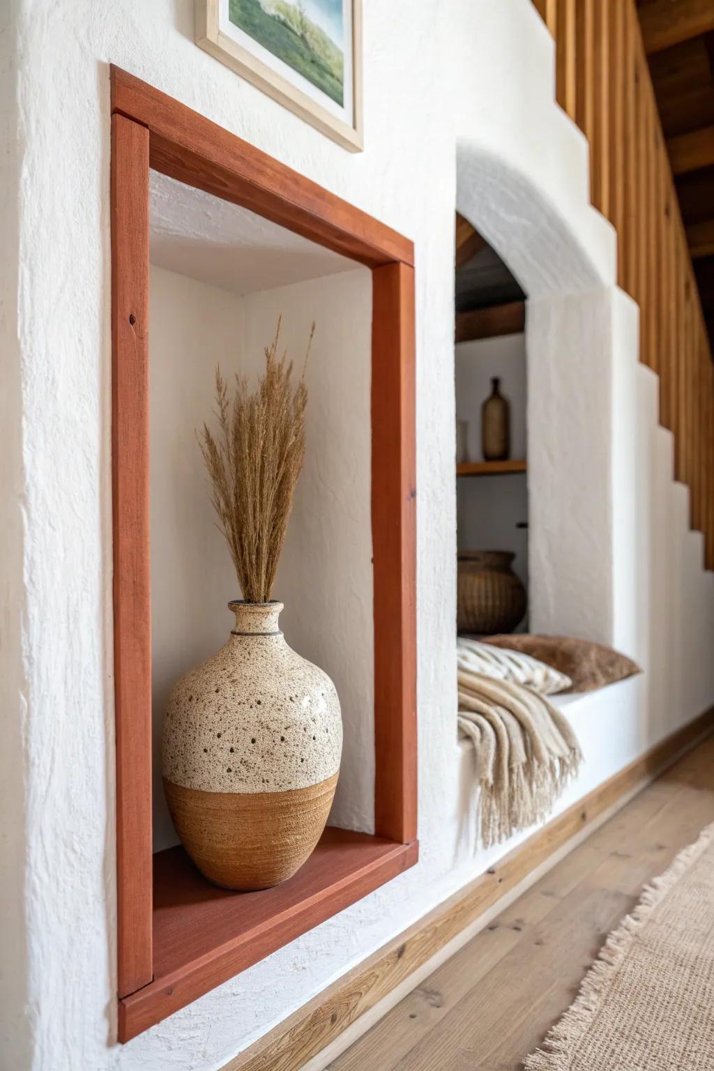 Hidden between-studs wall nook—adds hallway storage and style with zero floor space.