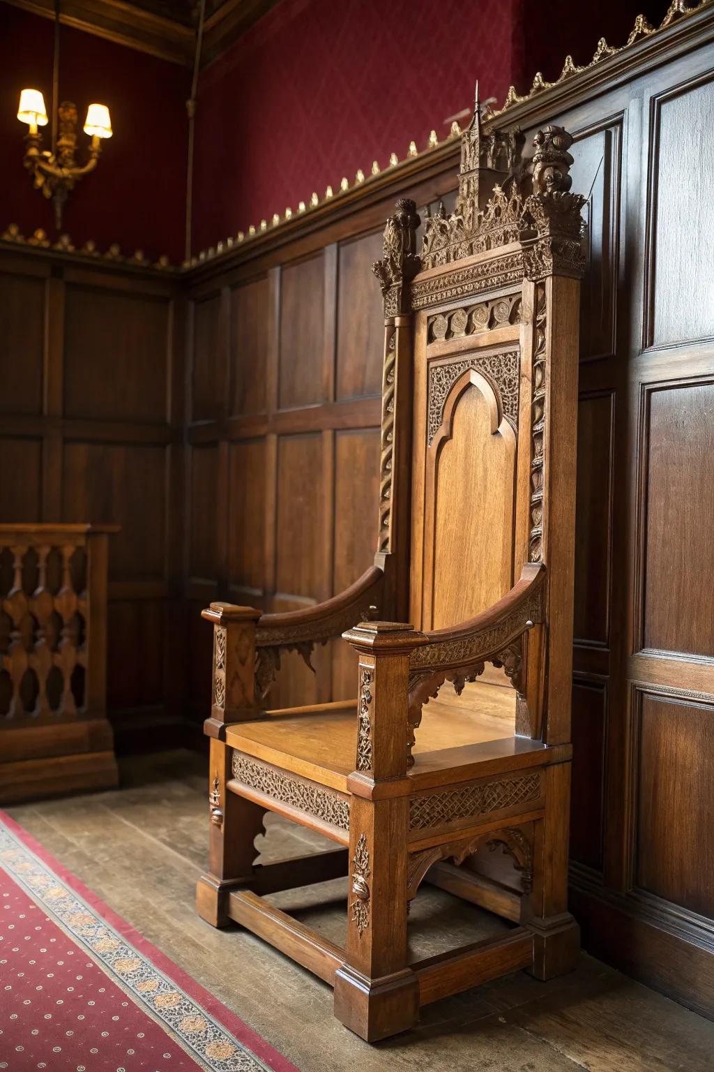 Transform your seating with kingly flair: add crown moldings for a touch of regality.