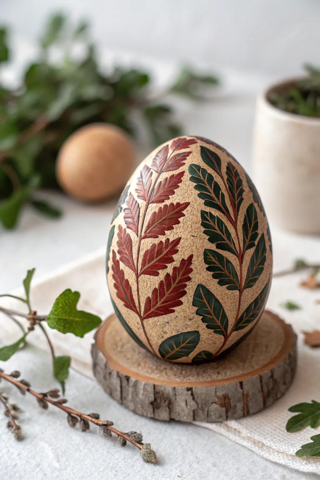 Embrace nature's artistry with this beautifully textured Easter egg, where simplicity meets elegance.