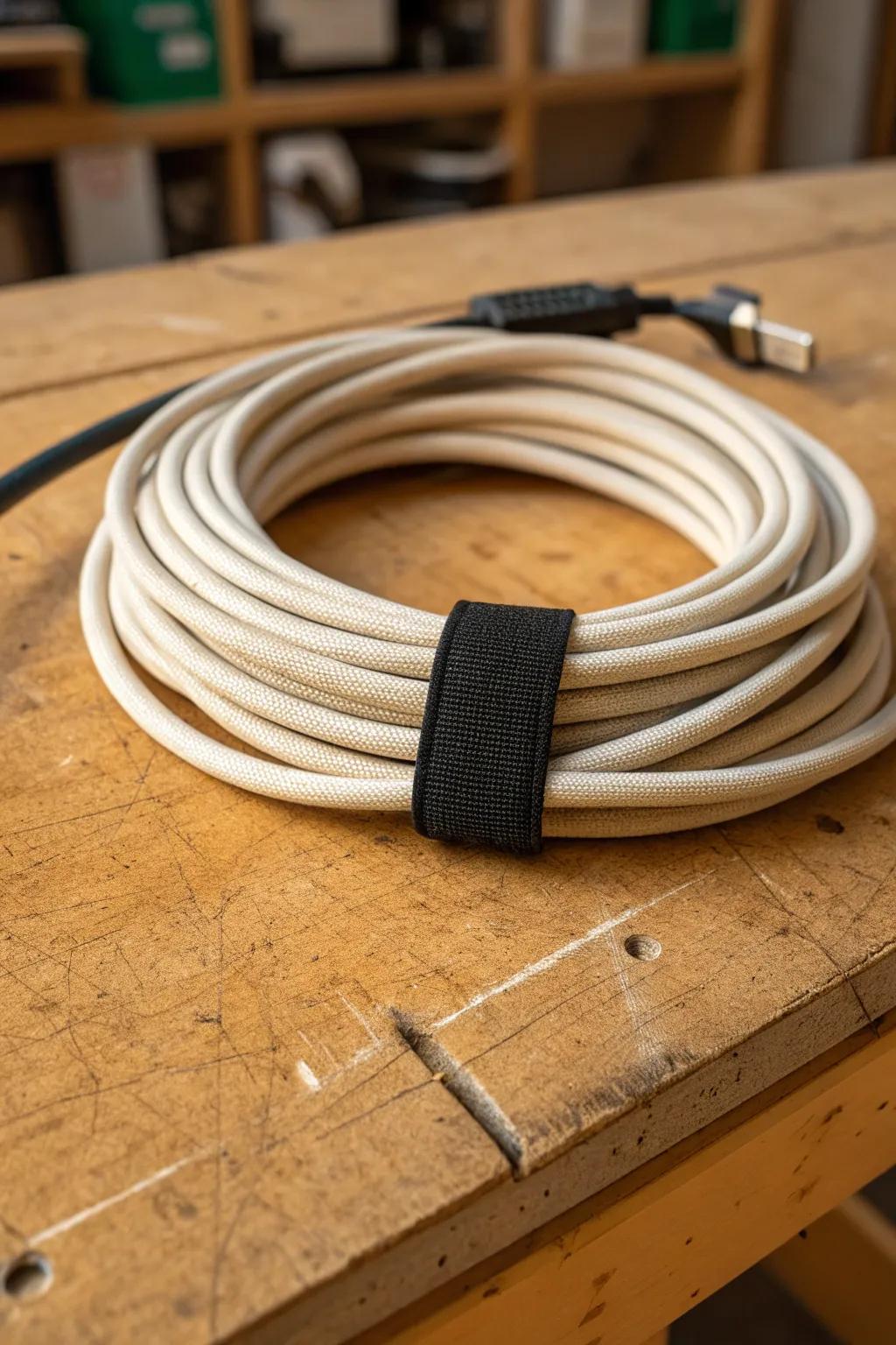 Master the art of organization with Velcro ties: simplicity meets craftsmanship.