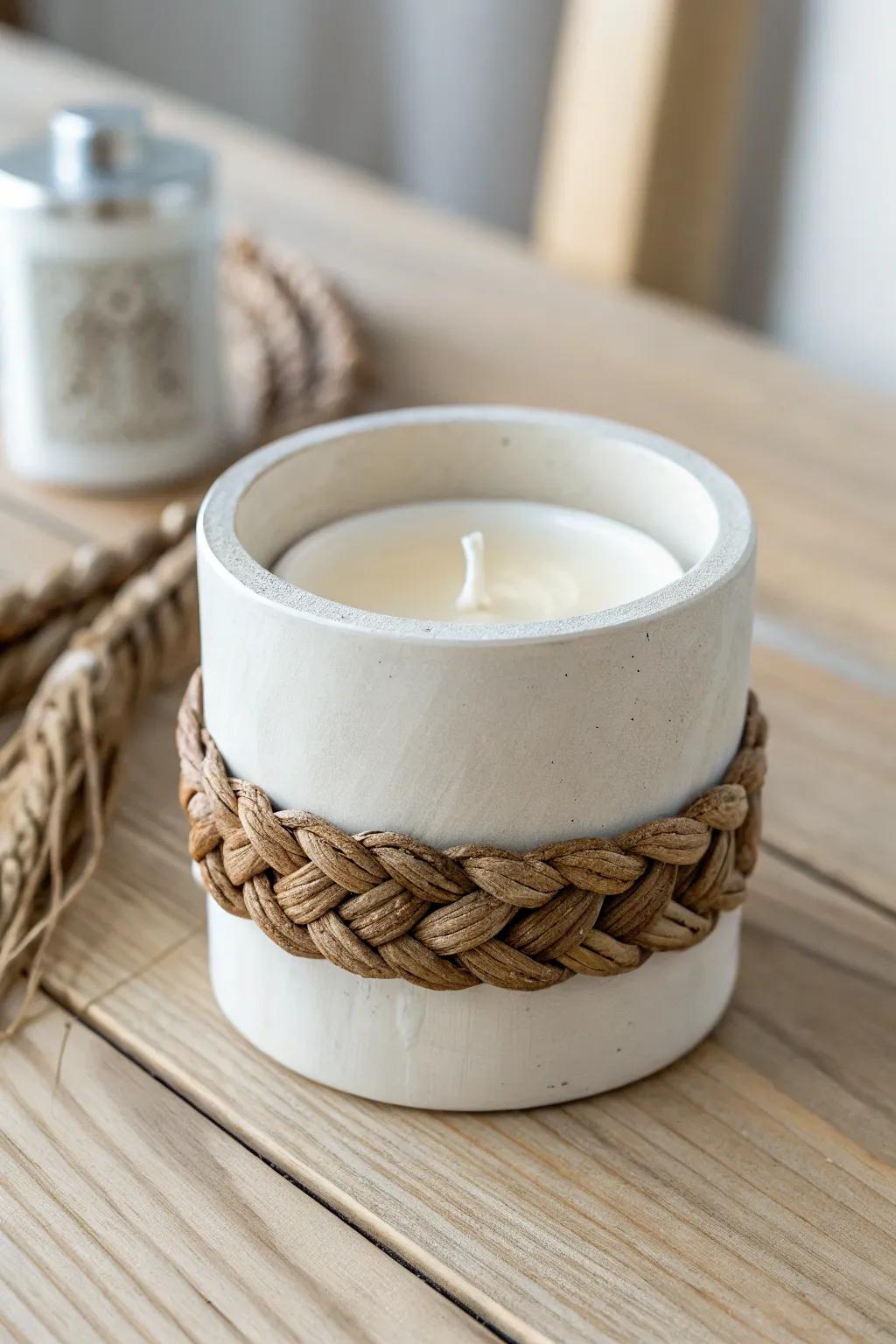 Elevate your evenings with the warm glow of a horse hair-adorned candle holder, where minimalist design meets bohemian elegance.