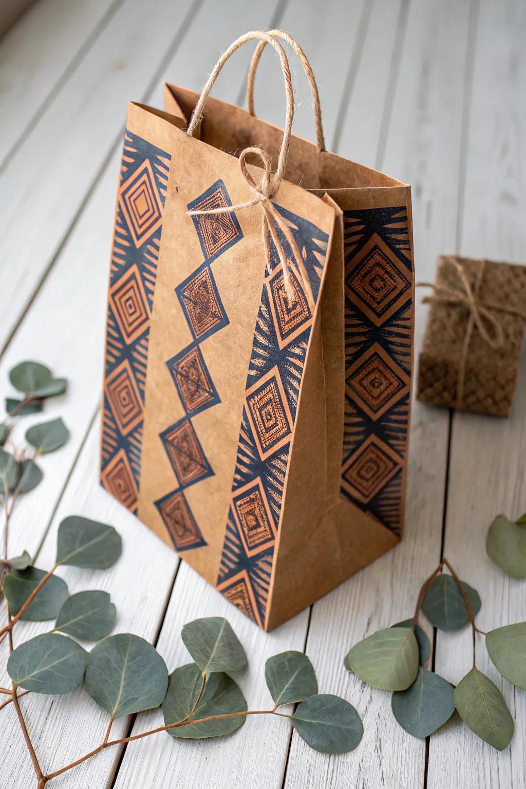 Transform plain wrapping into a masterpiece with bold stamps for a touch of personalized elegance.