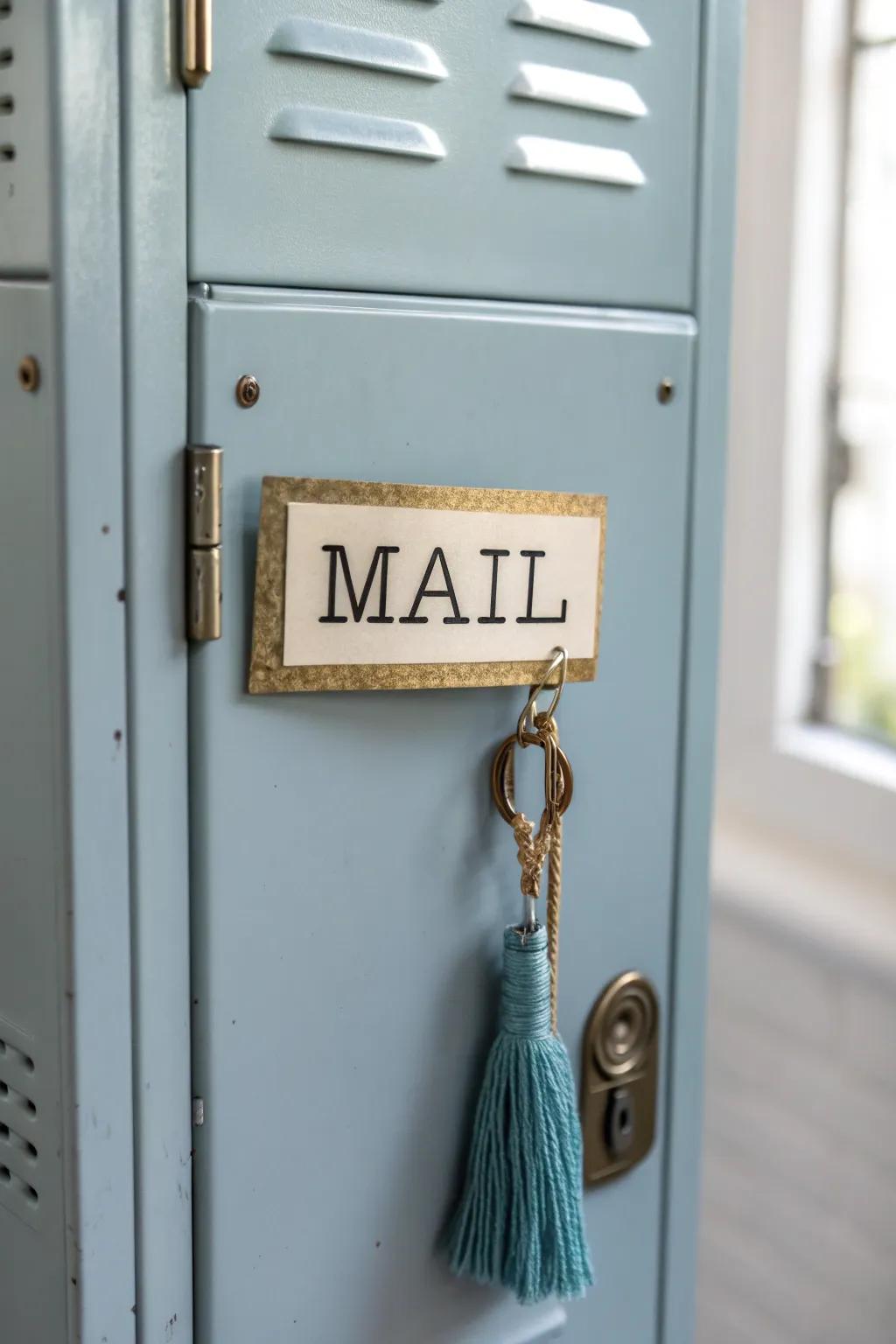 Label your locker sections for instant zones—mail, outdoor, work—no more guessing, less mess.