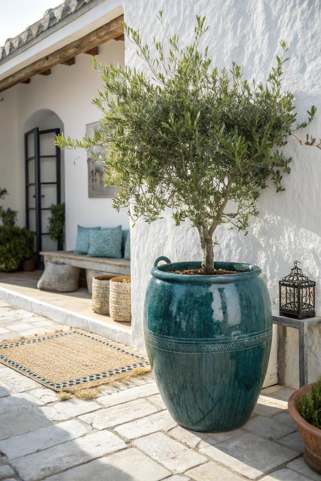 Create a tiny courtyard patio room—pavers, clean lines, and one lush statement planter.