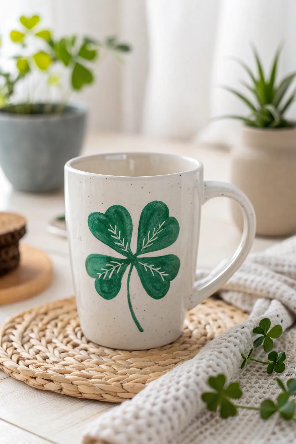 Sip in style with handcrafted shamrock mugs, perfect for adding a touch of luck to your daily routine.