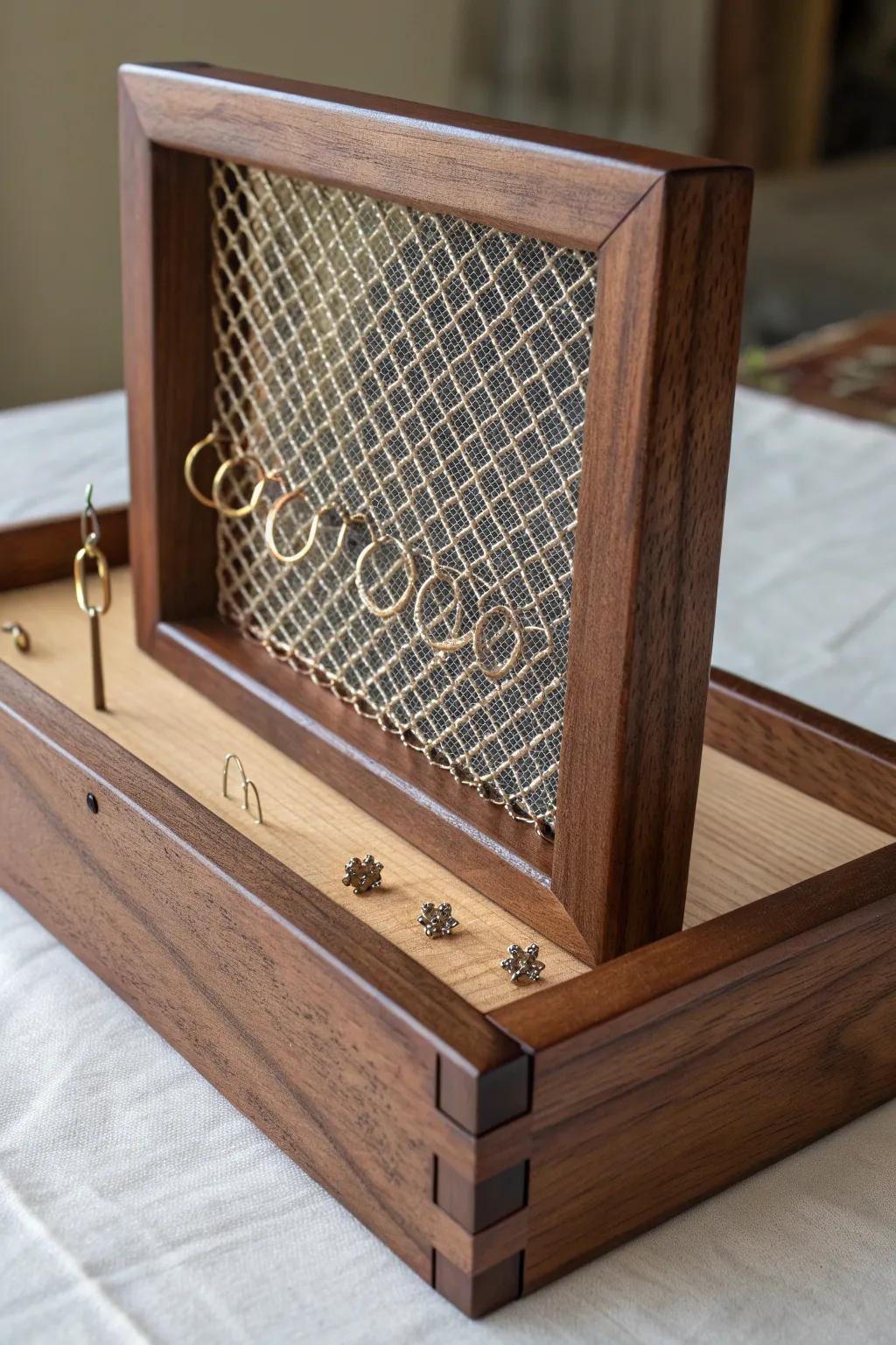 Elevate your space with a handcrafted jewelry organizer that combines style and functionality.