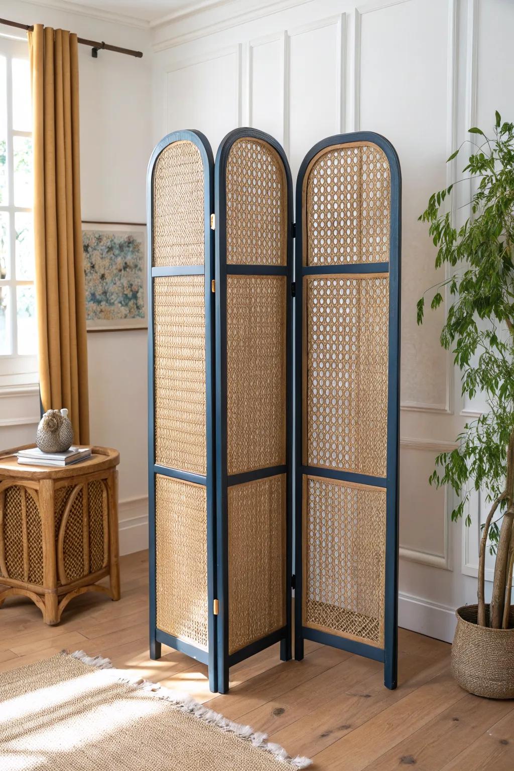 Sculptural folding screen zones a studio in seconds—modern loft vibe, no renovation needed.