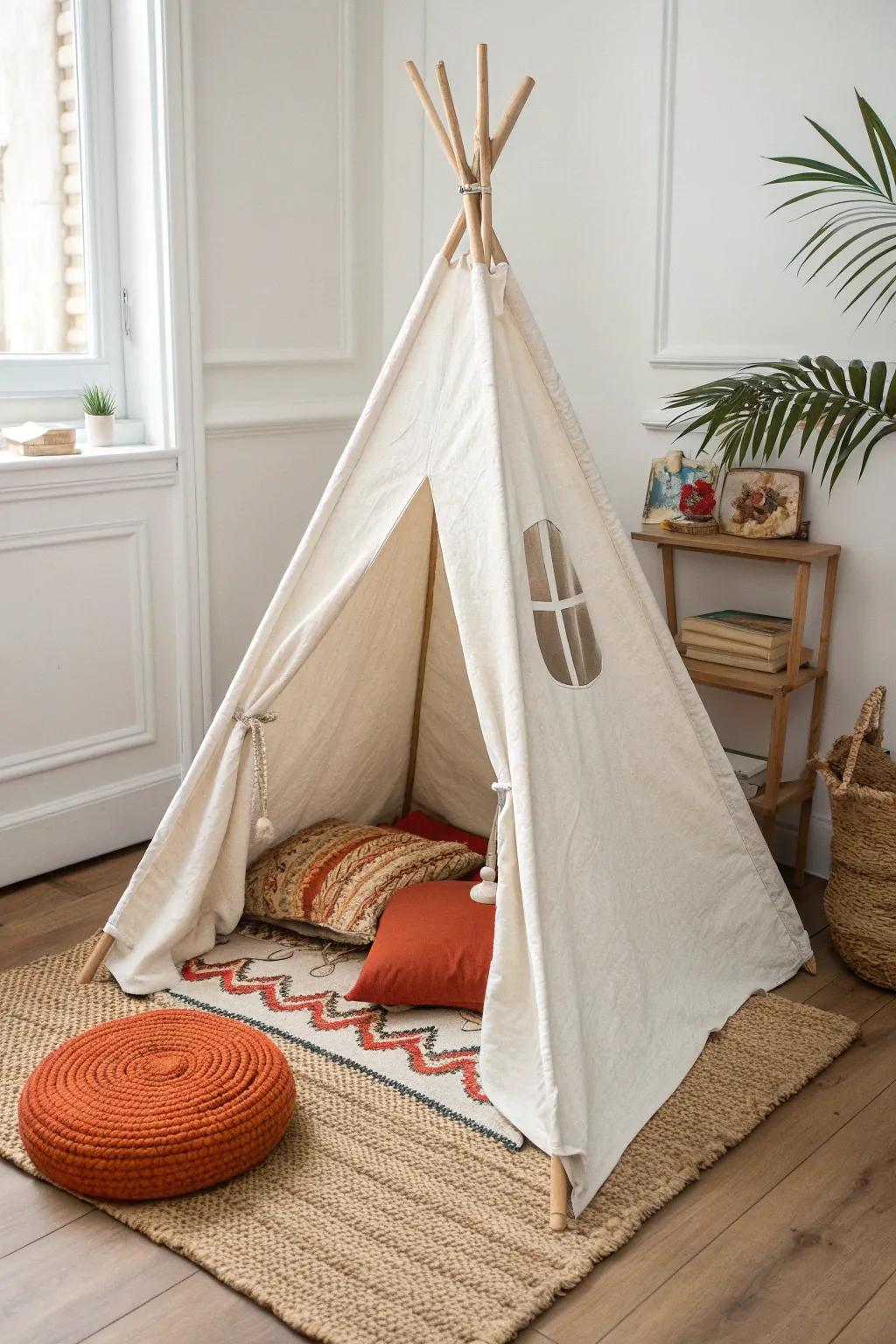 A tiny teepee micro lounge that turns any small classroom corner into a cozy reading spot.