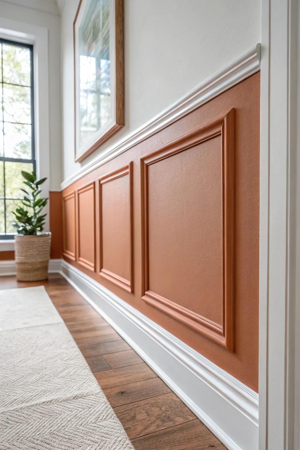 Peel-and-stick wall trim adds instant panel texture—renter-friendly and removes cleanly later.