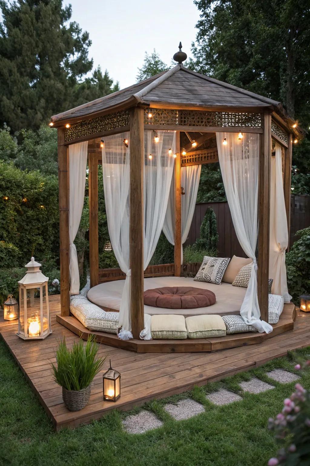 Transform your trampoline into a tranquil meditation escape.