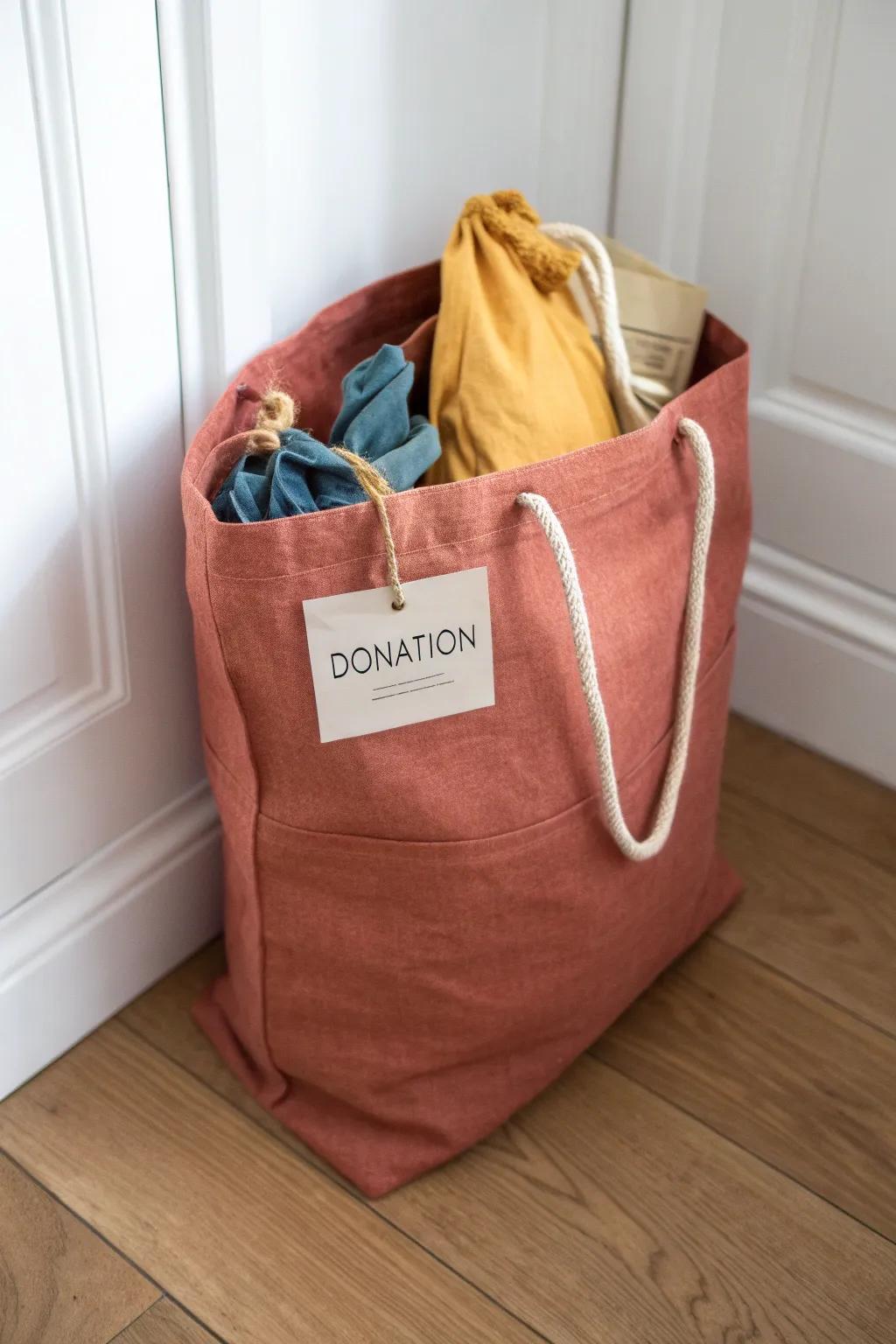 Stop bag overflow: keep one labeled donation bag and pass it on the moment it’s full.