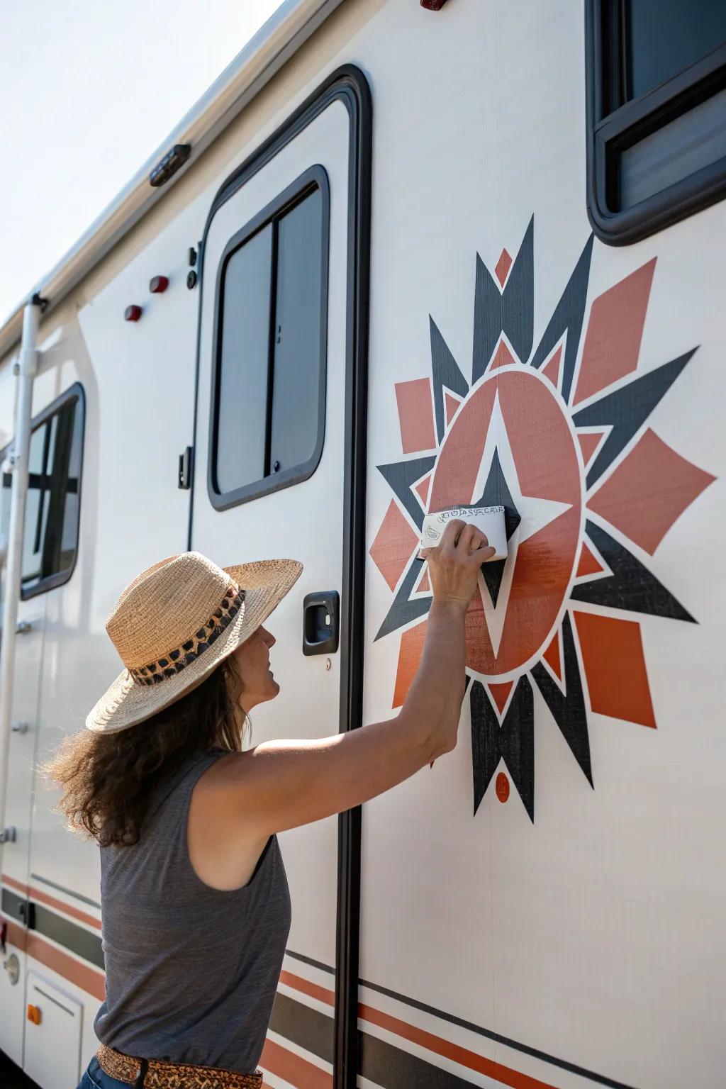 Outdoor-safe RV decals add bold personality—your “wall decor” starts before you step inside.