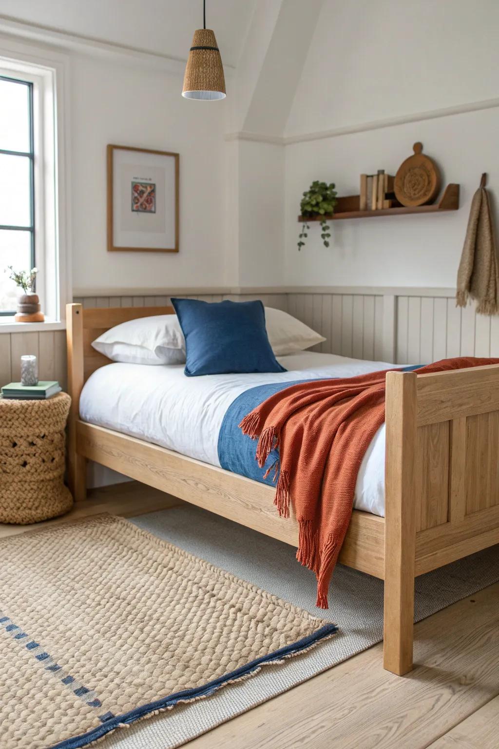 Two daybeds, one small room—sleep by night, lounge by day for a studio-like shared bedroom.