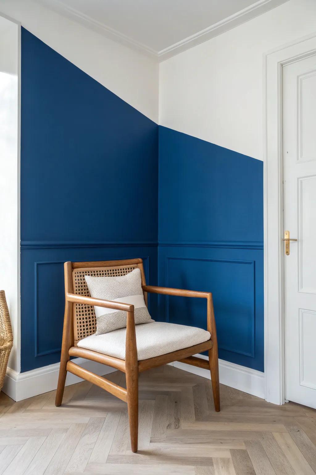 Paint just the corner—this color-block backdrop makes one chair look instantly styled.