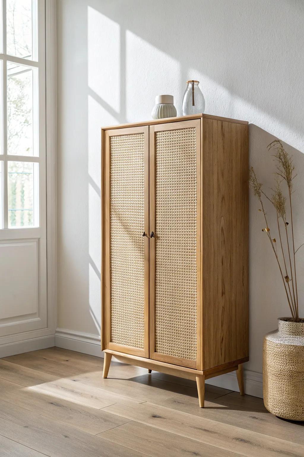 A super-slim shoe cabinet that hides clutter and instantly makes a tiny hallway feel styled.