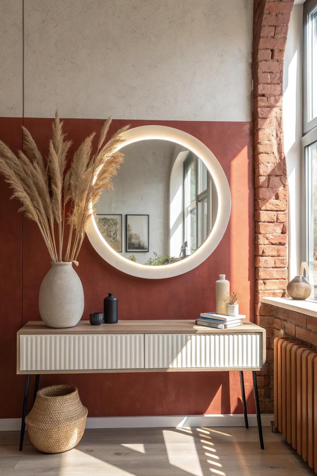 A tiny “final look” photo corner: mirror lighting + clean wall + one styled ledge for perfect shots.