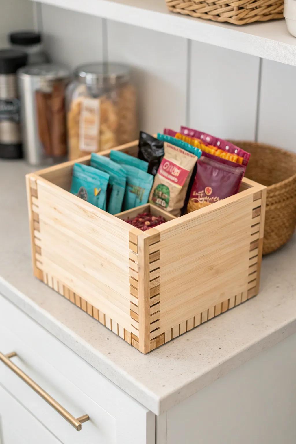 A chic refill bin for the “one-in, one-out” rule—no overflow, always stocked.