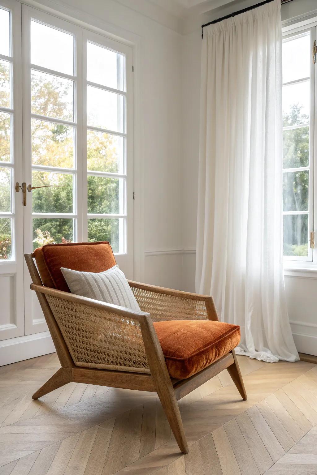 Seat perpendicular to the window wall—keep the light, keep the view, and create a cozy corner.