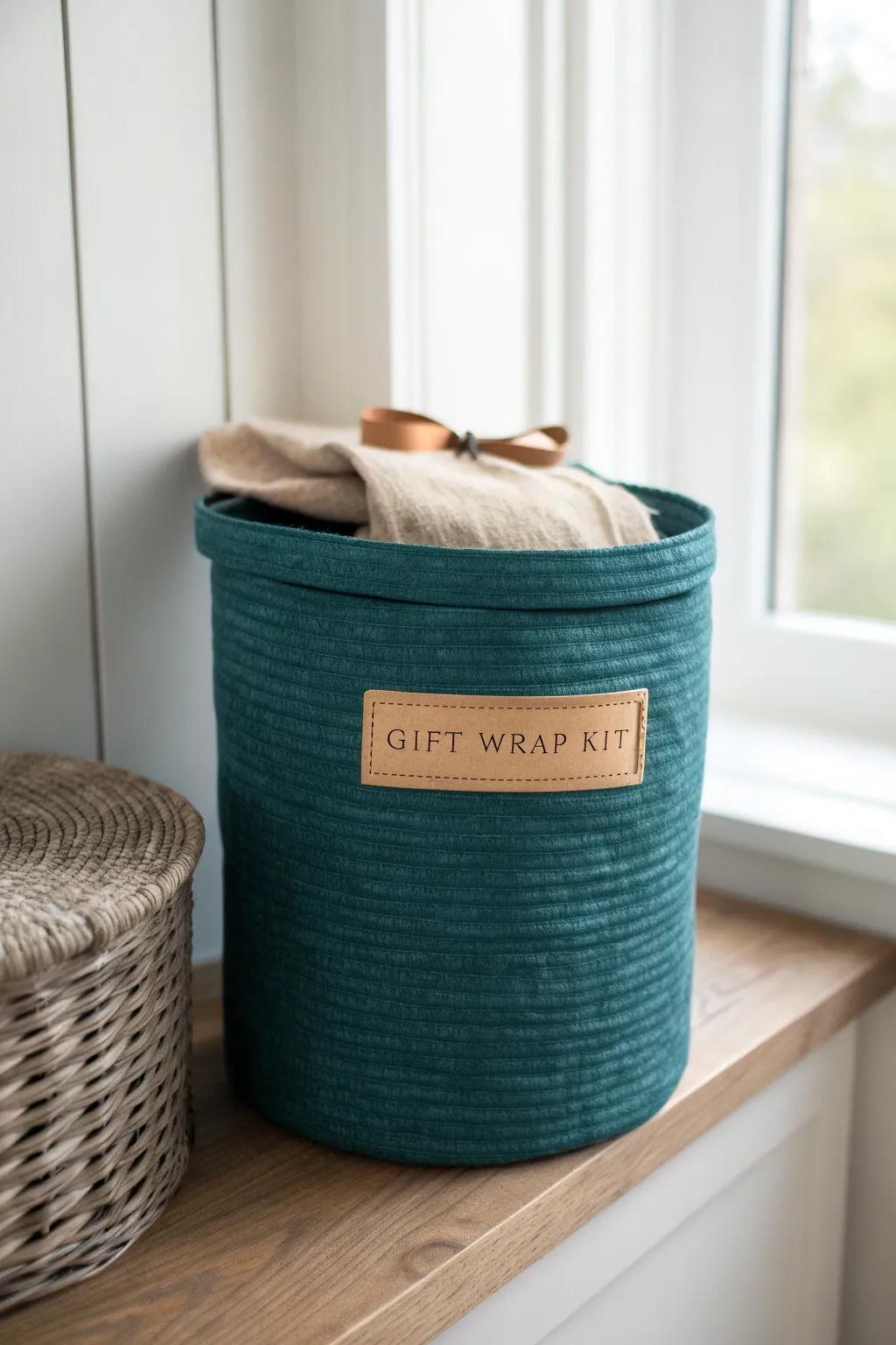 Grab-and-go project kit bin: everything for gift wrap in one beautiful box—ready when you are.