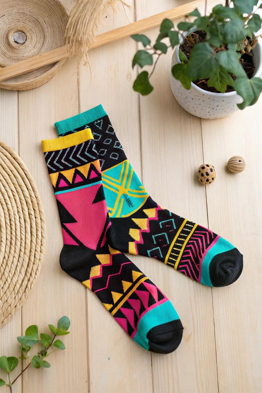 Step back in time with these vibrant 80s-inspired socks, where retro meets modern minimalism!