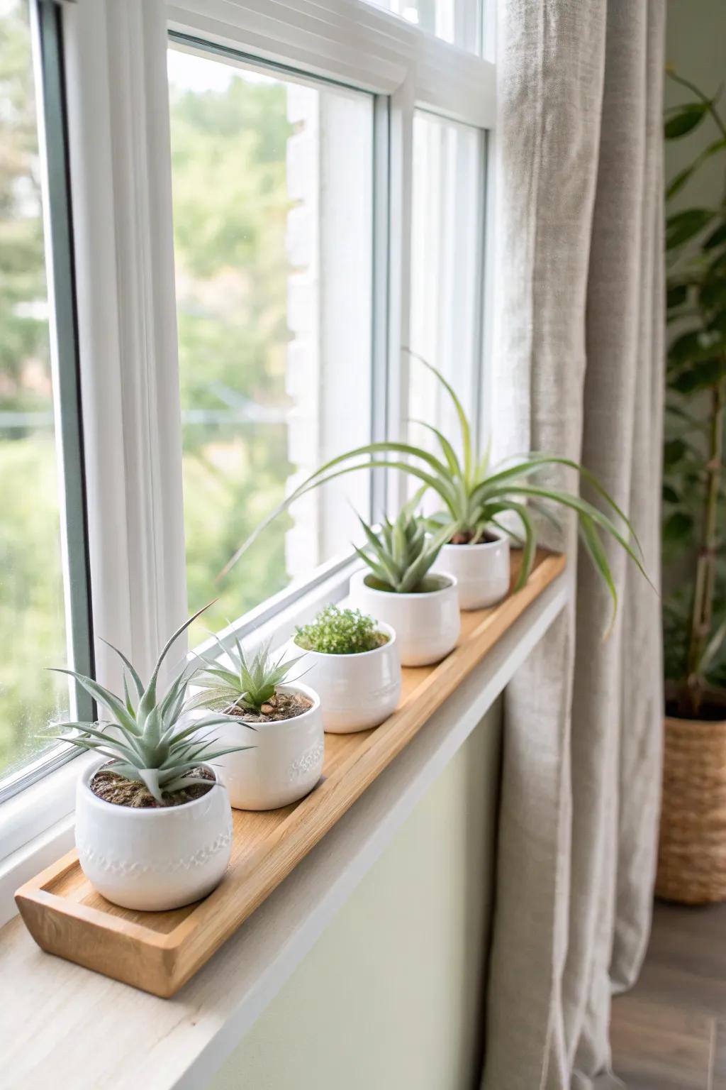 Soil-free sunroom style: a slim air-plant shelf for a collected look in zero space.